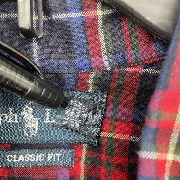 Ralph Lauren Classic Fit Men's 2X Red Multi Plaid Long Sleeve Button Down Shirt. - Picture 6 of 7